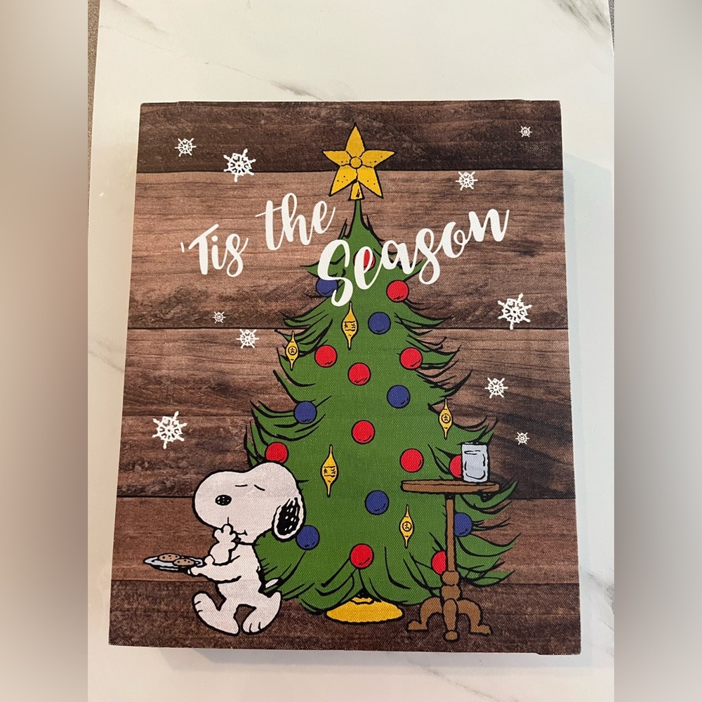 🔥’Tis the Season Peanuts Snoopy XMas Canvas Wall Art By Artissimo Designs 10x8